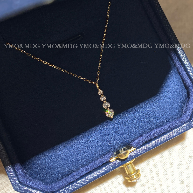 Small Drip Diamond Necklace 18K Gold Cultured Diamond Pendant Real Gold Jewelry Women's Ultra-Fine Clavicle Chain Jewelry Gift