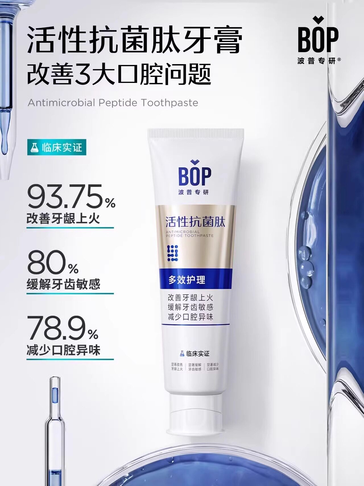 BOP牙膏活性抗菌肽美白牙膏去黄提亮减轻口臭污渍成人含氟-阿里巴巴