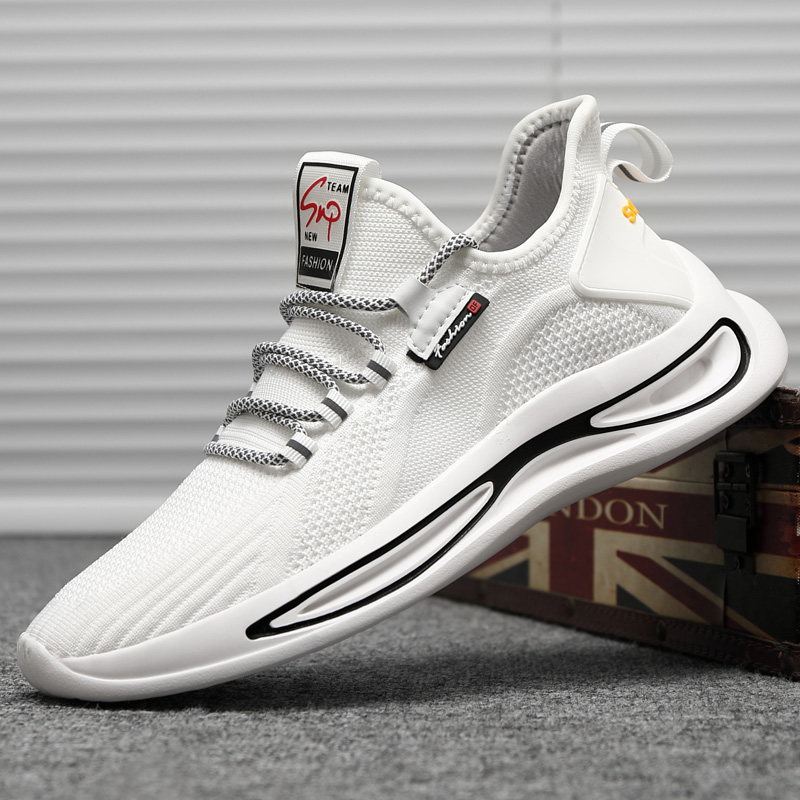 2022 new autumn white sports and leisure shoes all-match breathable deodorant shoes small white shoes flying woven trendy shoes single shoes