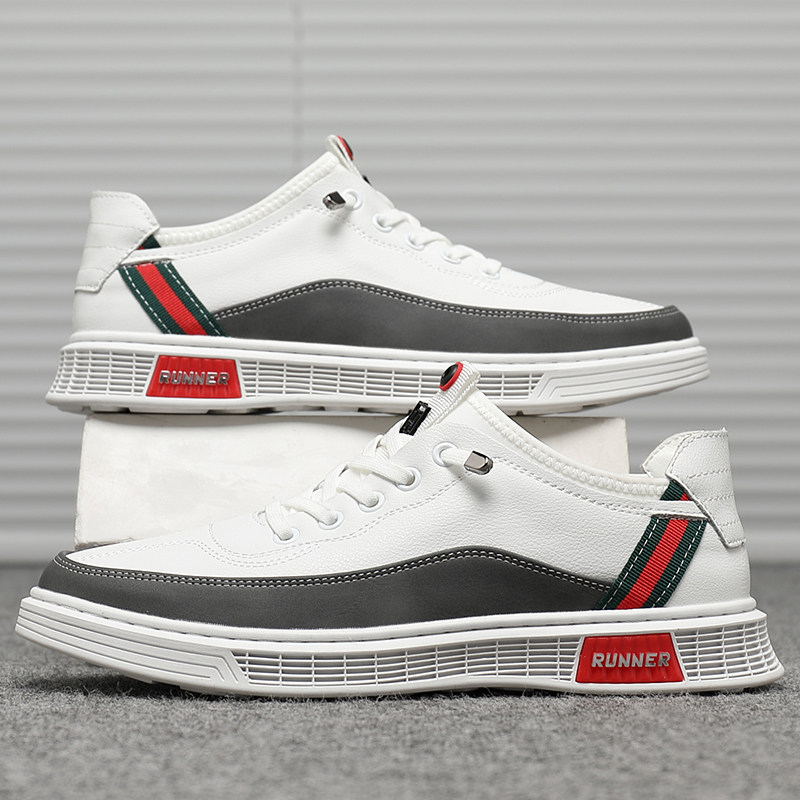 2021 new fall casual leather shoes men's shoes men's shoes Men's shoes Han version 100 hitch a youth net red flat light white shoes