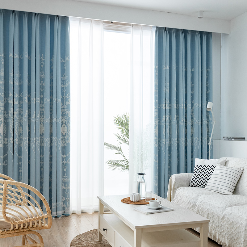 Curtain double layer with yarn 2021 New living room shading bedroom teenage girl light and luxurious fabric integrated minimalist modern cloth