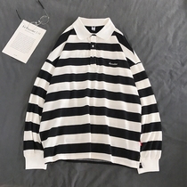 Large size womens clothing early autumn 2019 new Korean version of the fat girl wear Port wind long-sleeved striped t-shirt womens top