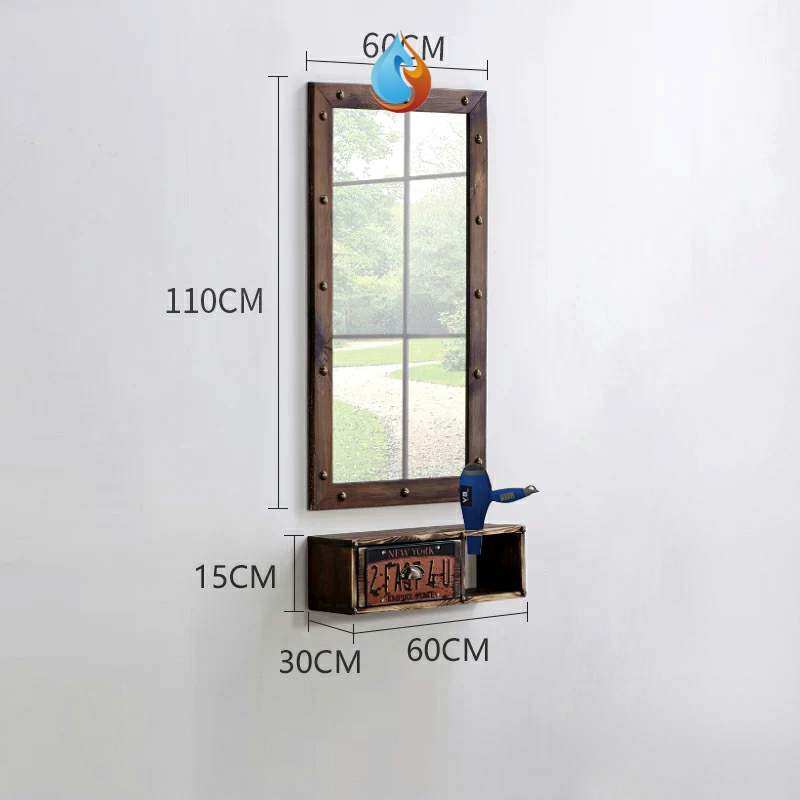 Barber shop mirror cabinet one-sided wall hanging makeup chakra dresser Nordic style