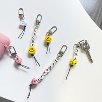 Korean original custom letter smiley face keychain airpods set love ceramic couple pendant birthday gift