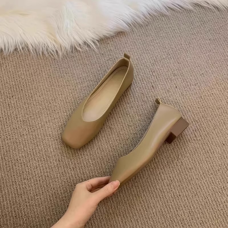 Coarse Heel Single Shoes Woman Autumn Winter 2023 New Soft Bottom One foot Pedal Bean Bean Gentle Late Evening Wind Mari Precious Grandma Shoes-Taobao