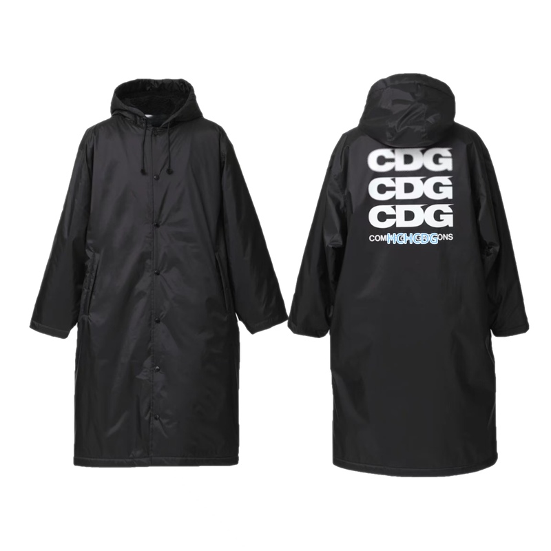 Hchcdg Brand Japanese Style Three-Row Cdg Letter Print Lamb Wool Thickened Jacket Long Coat Thickened Trench Coat Hchcdg Brand Japanese Style Three-Row Cdg Letter Print Lamb Wool Thickened Jacket Long Coat Thickened Trench Coat