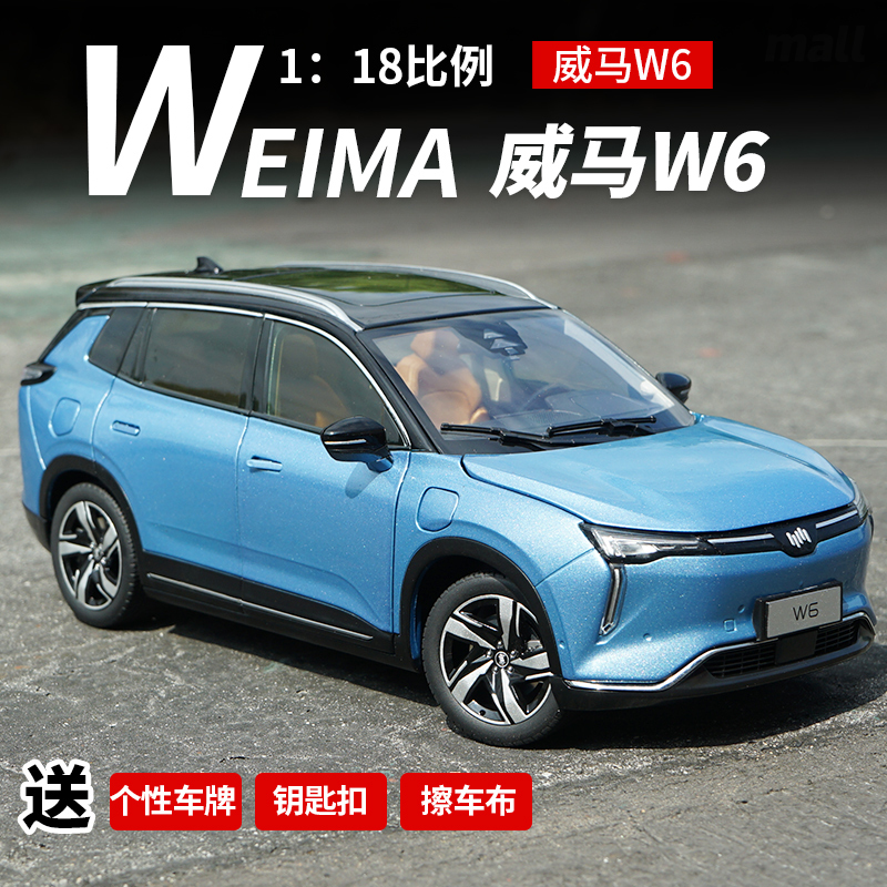 Original Wm W6 New Energy Electric Vehicle 1:18 Alloy Simulation Car Model with Charging Pile
