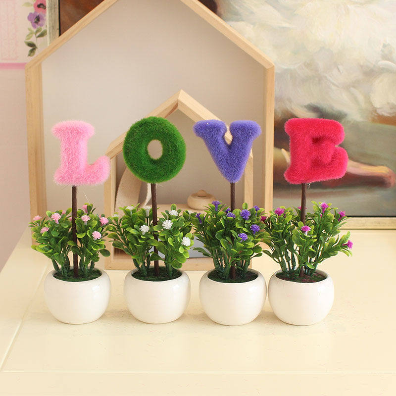 love simulation plant small potted plant creative home furnishing living room desk TV cabinet mini decoration fake flower pendulum piece-Taobao