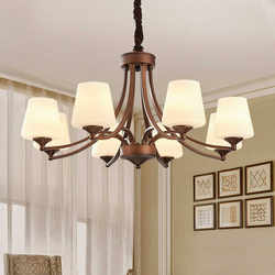 American-Style Living Room Lamp, Simple Dining Room and Bedroom Lighting, Retro Villa Lobby Wrought Iron Chandelier, 2026 New Model Chandelier