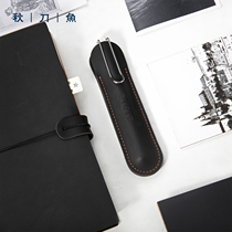 Autumn knife fish genuine leather pen bag pen leather sleeve retro cow leather pen bag genuine leather creative gift handmade car stitch pen