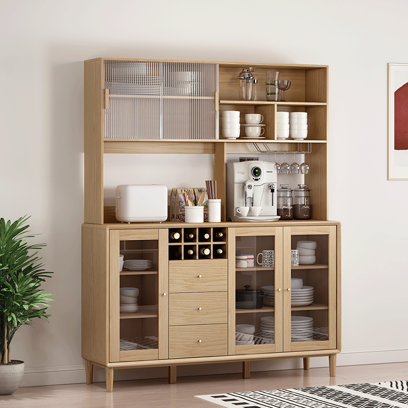 Solid wood dining side cabinet modern minimalist shelve storage cabinet tea water cabinet wine cabinet integrated living room leaning against wall home kitchen