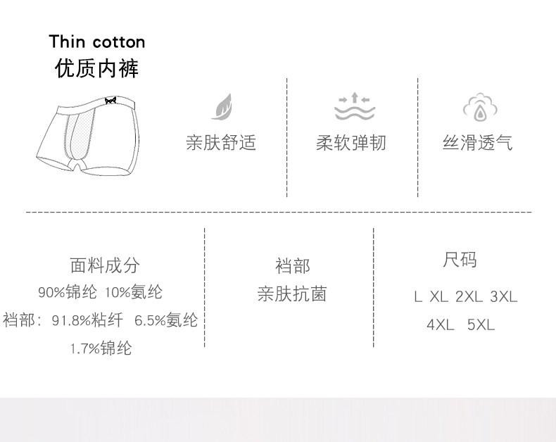 同CK高端内裤面料 猫人 男速干透气弹力平角内裤 3条装 图3