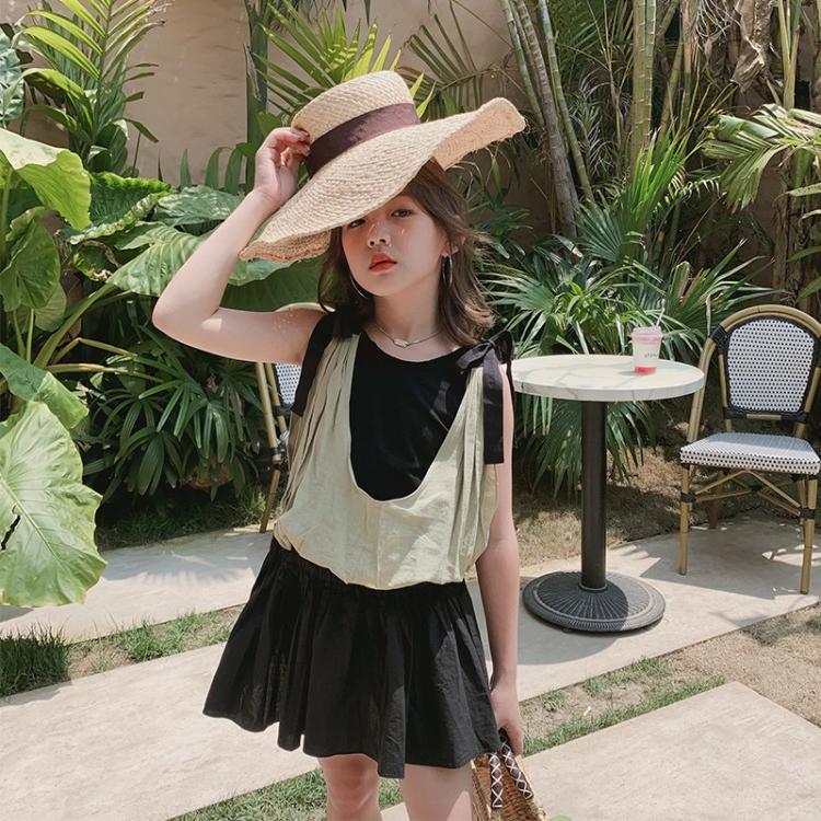 Korean girls dress 2021 summer new children's suit Western style fashion suit large virgin girl princess dress