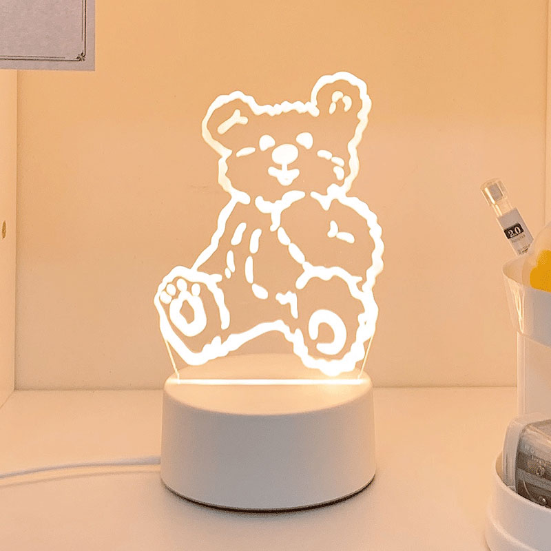 [Paddy Bear] (White / Yellow / Warm)Night light girl student Bedside Desk lamp dormitory sleep bedroom sleep room Atmosphere lamp Creative gifts customized logo