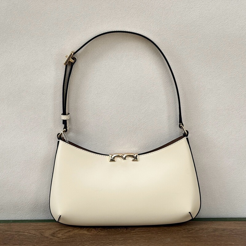 2025 New Underarm Bag Cowhide Glossy Music Bag Crescent Bag Shoulder Handbag Women's Bag