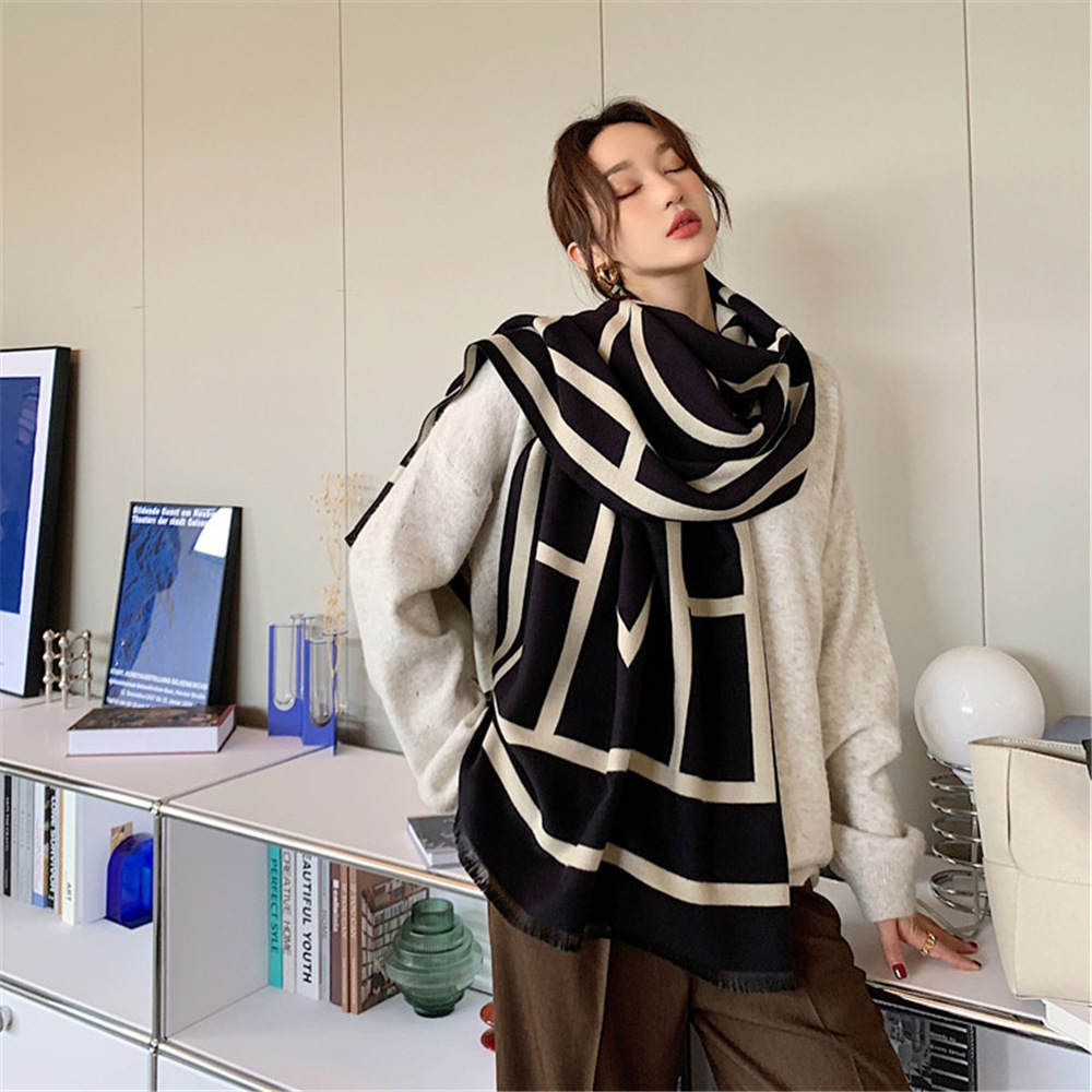 Scarf women's shawl with women's advanced sense new nap blanket winter blanket imitation cashmere dual-purpose warm scarf - Taobao