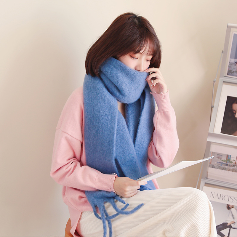 Scarf women's solid color thickened large 2022 autumn and winter new Korean version of the winter warm student all-match shawl scarf