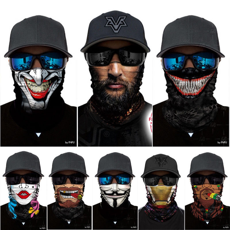 Douyin with the same funny riding face 3d half-face magic head scarf creative funny face towel sunscreen fishing mask