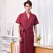 Pajamas men summer cotton short sleeve bathrobe summer Men thin robe personality trend comfortable home clothing bathrobe
