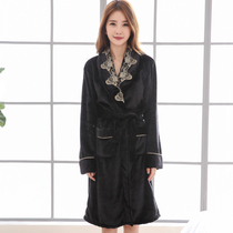 Nightgown female winter autumn flannel pajamas sweet long sleeve thick coral velvet lady plus size bathrobe home clothes