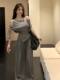 Korean Style Lazy Striped Off-Shoulder Tie-Up Short-Sleeve Top and Wide-Leg Pants Set for Women, Super Cute Summer Casual Two-Piece Set