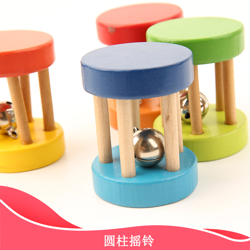 Baby Puzzle Toy Children Five Columns Louder Bells Rattle Wooden Rocking Bell Hand Rocking Bells Percussion Instrument Music Teaching Aids