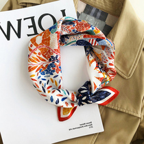 Silk scarf summer thin female small square towel wild spring and autumn fashion Western style tie packaging decoration silk scarf hairband