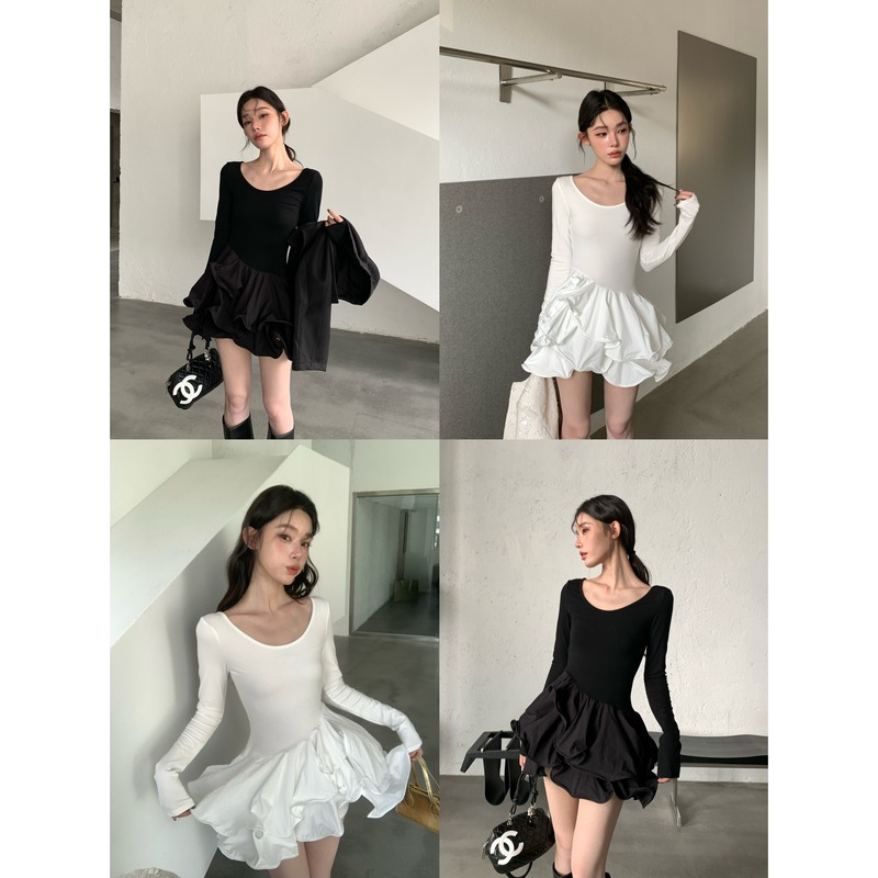 【Ywyw26F/W】Round Neck Layered Ruffle Top + Anti-Exposure Shorts Set 7558 【Ywyw26F/W】Round Neck Layered Ruffle Top + Anti-Exposure Shorts Set 7558