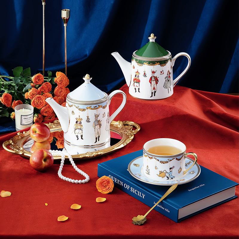 Blanbunny Rotating Party Series Bone China Tea Set Cups and Saucers Exquisite High-End Afternoon Tea Tableware Blanbunny Rotating Party Series Bone China Tea Set Cups and Saucers Exquisite High-End Afternoon Tea Tableware