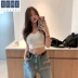 . Spring / Summer xúc Umness Quần áo Tight V-cổ đã chỉnh sửa t-shirt ngắn eo đáy-up nữ lưng cao thời trang 2020 thoải mái 