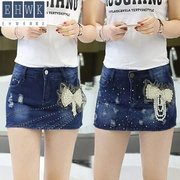 . Summer hôn đùi quần jean váy phiên bản Hàn Quốc quần của phụ nữ của cơ thể hiển thị mỏng lỗ denim quần short mỏng nóng quần