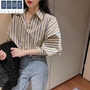 . 2020 mùa xuân dress New Vintage Port-hương dọc sọc áo nữ ý nghĩa thiết kế áo sơ mi thích hợp dơi tay áo lỏng lẻo trên