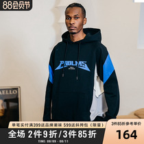PRBLMS trend brand multi-color stitching racing logo print sweatshirt trend street loose casual hooded sweatshirt