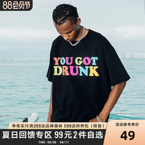 PRBLMS tide brand rainbow letters stereoscopic foam print personality T-shirt trend casual street couple short sleeves