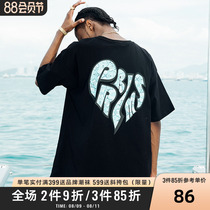 PRBLMS tide brand love cashew flower fun LOGO print personality T-shirt street trend couple short sleeves