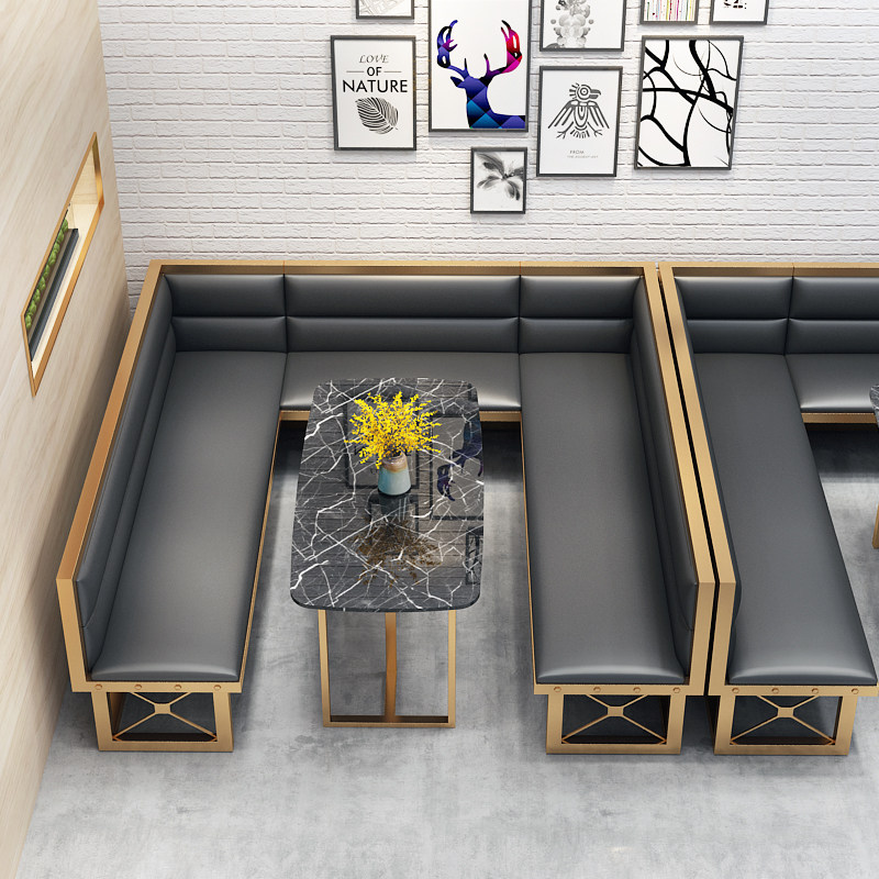 Net Red Coffee Hall Milk Tea Shop Bar Cassette Sofa Catering Table And Chairs Combination Brief Modern guests in talks about sofas