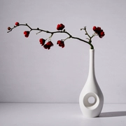 Bùn sáng tạo nhà mềm trang trí đồ trang trí mô hình phòng khách châu Âu phòng khách nhỏ miệng trắng bình gốm hoa khô chèn - Vase / Bồn hoa & Kệ