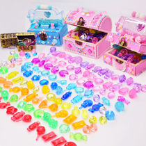 Educational toy girl diy children handmade big treasure stone imitation Crystal colorful treasure box Diamond beaded