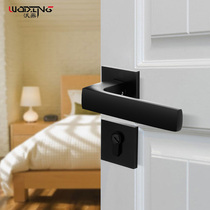 Woding door lock Indoor household universal bedroom door lock Silent solid wood door door lock Magnetic black split door lock