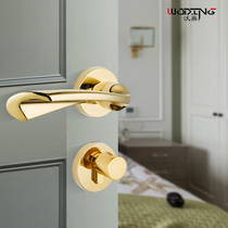 Woding door lock Indoor silent room door Magnetic light luxury bedroom door Golden lock split household wooden door door lock