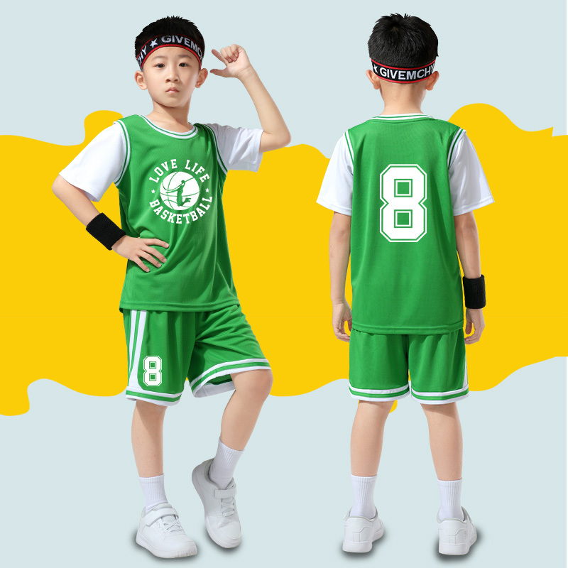 Basketball Jersey Boys Children's Basketball Uniform Boys Summer Quick-Drying Suit Kindergarten Performance Training Camp Short-Sleeved Uniform