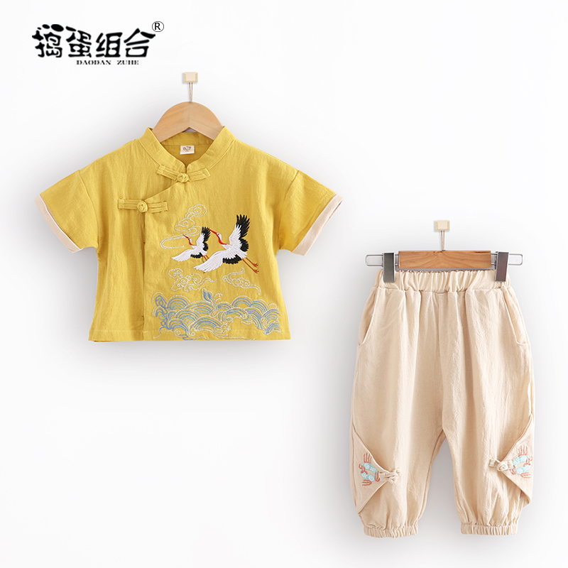 Hanfu boys summer thin suit children's Tang suit Chinese style young master suit performance costume baby one year old dress