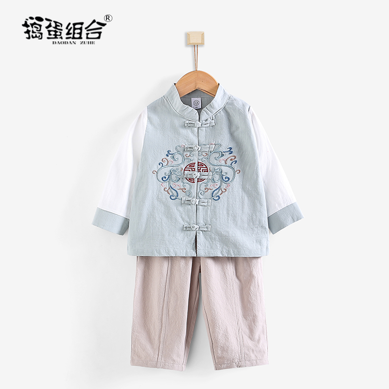 Boy Tang Costume Spring Autumn Retro Ancient Clothing of the State Wind Children's State Costume Retro Boy Hanfu Baby's Birthday Dress