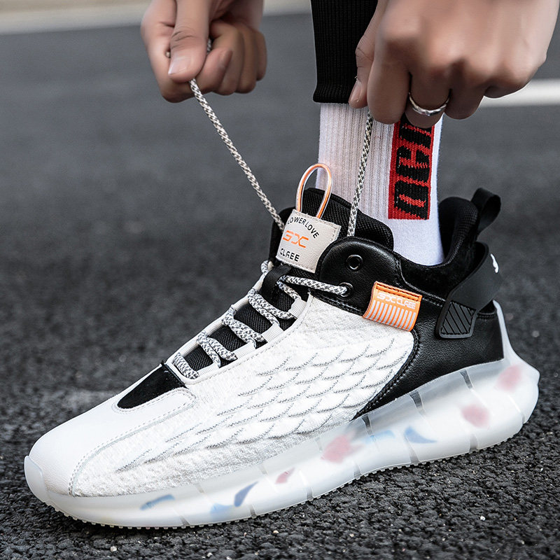 Coconut men's shoes popcorn 2021 spring new running breathable mesh tide shoes leisure sports large size 46 deodorant