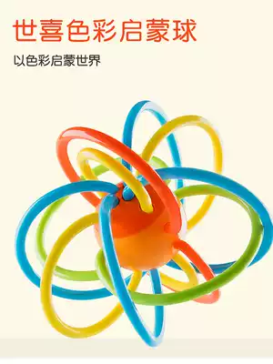 Shixi Manhattan hand grab ball tooth fixing device Baby baby molar stick Bite tooth fixing device Rattle silicone soft toy ball bite