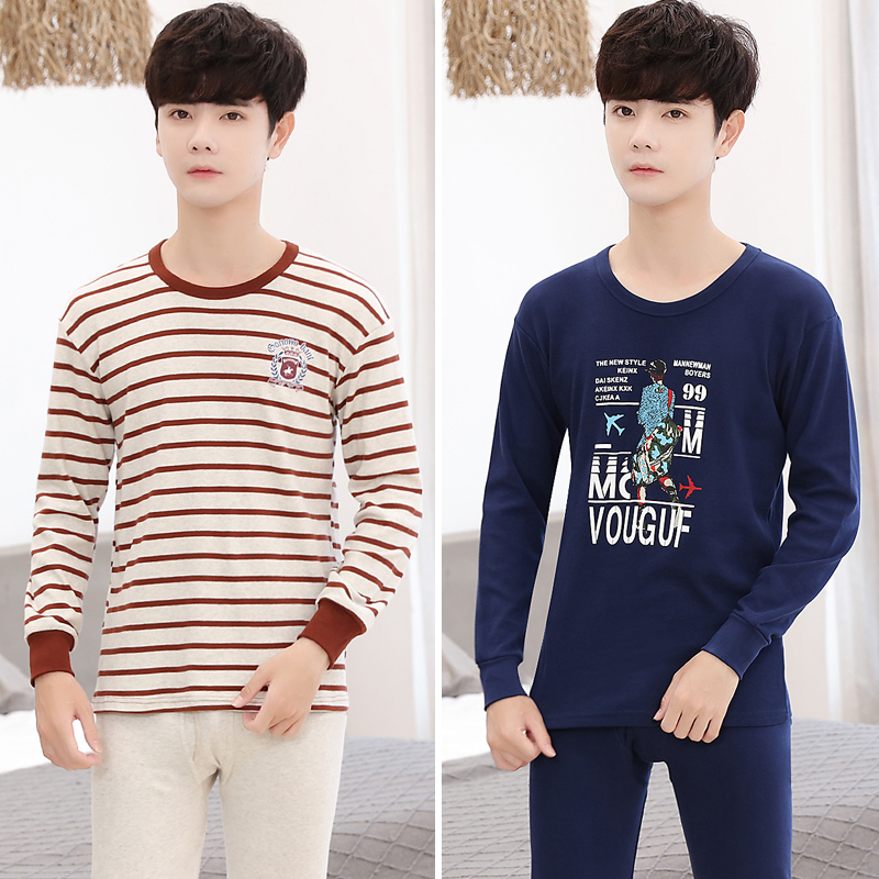 Teen bộ đồ lót nam cotton sở trường trung học quần áo sinh viên mùa thu quần mùa thu cotton mỏng bông áo len.