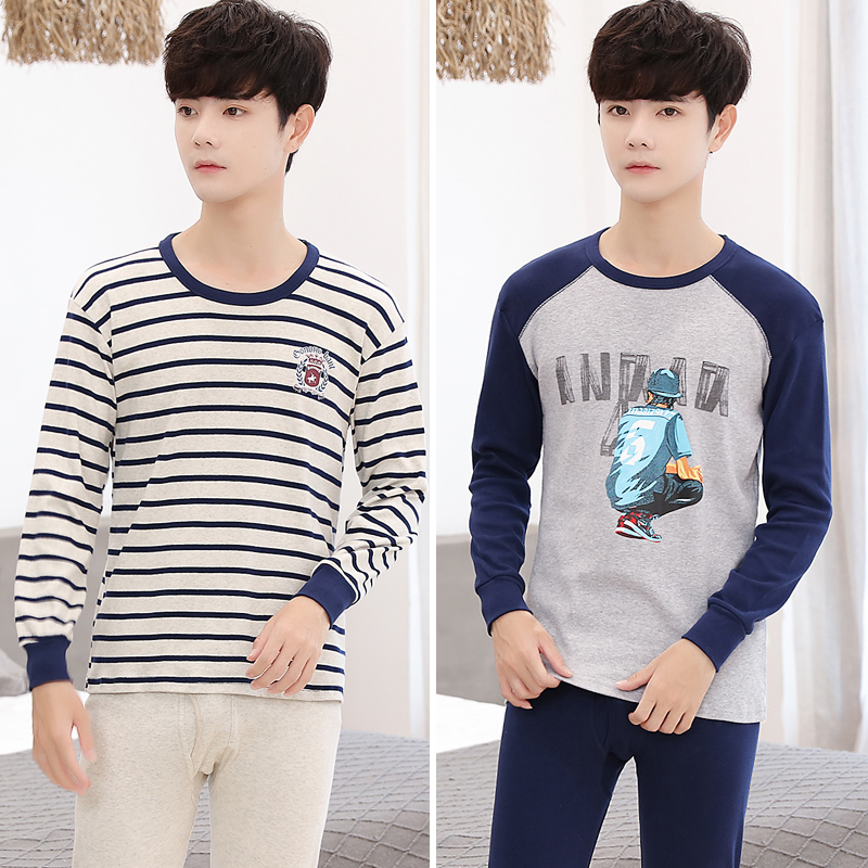 Teen bộ đồ lót nam cotton sở trường trung học quần áo sinh viên mùa thu quần mùa thu cotton mỏng bông áo len.