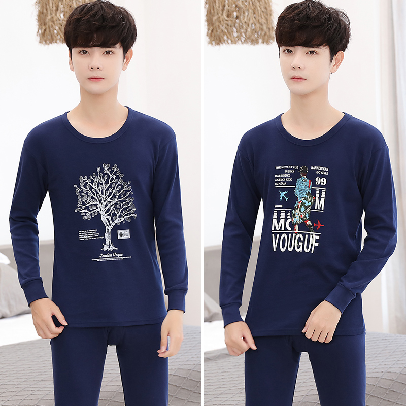 Teen bộ đồ lót nam cotton sở trường trung học quần áo sinh viên mùa thu quần mùa thu cotton mỏng bông áo len.