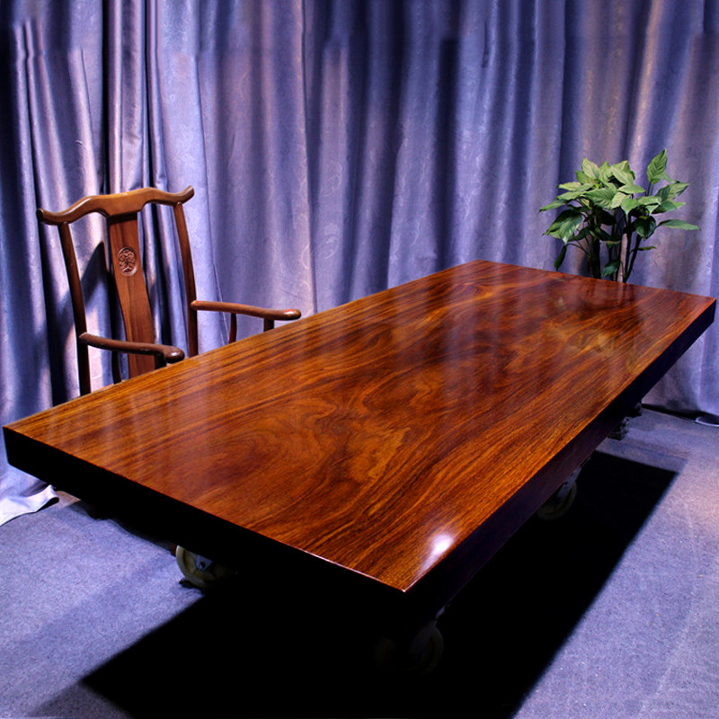 Okan large board table solid wood log tea table tea table tea board boss table dining table Bahua mahogany desktop desk
