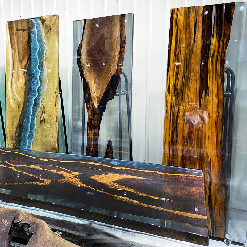 Resin Tea Table River Table Large Plate Table Creative Walnuts Log Solid Wood Marine Art Tea Table Modern Nordic Brief